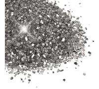 250g Grey/Silver Crushed Glass Mirror Side Broken Glass Chips 1-4mm Reflective Mirrored Granules Gravel Chunks Stones Vase Filler Garden Plants Resin Irregular