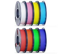 250g High Speed SUNLU PETG Filament 1.75mm Bundle, 250g Spool, 8 Rolls, White+Red+Orange+Yellow+Green+Sky Blue+Blue+Pink
