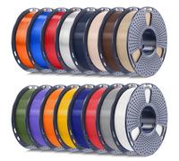 250g PETG Filament 1.75mm Bundle, 250g Spool,16 Rolls, White+Grey+Red+Blue+Yellow+Orange+Purple+OliveGreen+Oak+CoffeeBrown+Midnight+Clear+Transparent Red+Transparent Blue+Transparent Orange
