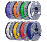 250g PETG Filament 1.75mm Bundle,3D Printer Filament Bundle Multicolor, Neatly Wound, Individually Vacuum Packed, 250g Spool, 8 Rolls, White+Clear+Red+Blue+Yellow+Green+Orange+Purple