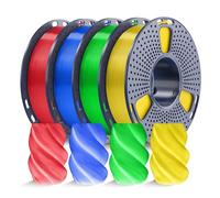 250g PETG Filament 1.75mm Bundle,3D Printer Filament Bundle Multicolor, Neatly Wound, Individually Vacuum Packed,250g Spool,4 Rolls, Transparent Series-Red+Blue+Green+Yellow
