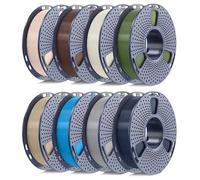 250g PETG Filament 1.75mm Bundle,3D Printer Filament Multicolor, Individually Vacuum Packed, 250g Spool, 8 Rolls, Midnight+Grey+Cyan+Oak+OliveGreen+BoneWhite+CoffeeBrown+Beige