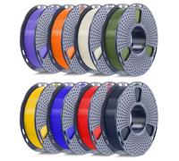 250g PLA+2.0 Filament 1.75mm Bundle,3D Printer Filament Bundle Multicolor, Individually Vacuum Packed,250g Spool,8 Rolls, BoneWhite+Midnight+Red+Yellow+OliveGreen+Blue+Orange+Purple