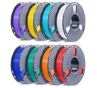 250g PLA Filament 1.75mm Beginner Bundle, 3D Printer Filament Neatly Wound, Individually Vacuum Packed, 250g Spool, 8 Rolls, White+Red+Orange+Yellow+Green+Blue+Cyan+Purple