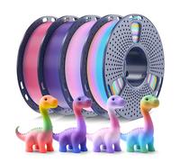 250g Rainbow PLA Filament 1.75mm Beginner Bundle, 3D Printer Filament Neatly Wound, Fast Color Change Each 8 Meters, 250g Spool, 4 Rolls, Rainbow 01-04