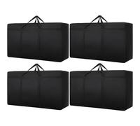 (250L) 4Pcs Large Storage Bags with Zips, Waterproof 600D Oxford Moving Bags, Clothes Storage Bag for Duvets, Laundry, House Garden, Underbed Storage