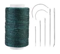 250m Leather Waxed Thread, 150D Sewing Waxed Thread Cord with Heavy Duty Needles, Upholstery Repair Sewing Thread Kit for Bookbinding, Shoe Repairing, Leather Projects, Dark Green