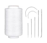 250M Leather Waxed Thread, 150D Sewing Waxed Thread Cord with Leather Needles, Upholstery Repair Sewing Thread Kit for Bookbinding, Shoe Repairing, Leather Projects, White