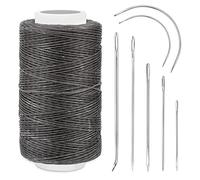 250M Waxed Thread, 150D Sewing Cord, Leather Needles - Upholstery Repair Kit for Bookbinding, Shoe Repairing, Leather Projects - Dark Grey