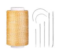 250M Waxed Thread, 150D Sewing Cord, Leather Needles - Upholstery Repair Kit for Bookbinding, Shoe Repairing, Leather Projects - Natural Colour
