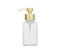 250ml/8.3oz Empty Transparent Glass Round Soap Dispenser with Gold Pump Top Refillable Countertop Lotion Hand Soap Dispenser Pump Bottle Container for Kitchen Bathroom