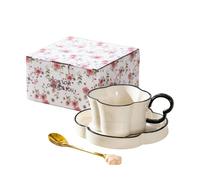 250ml/8.5oz Chinese fresh and simple retro plum-blossom ceramic coffee cup-black