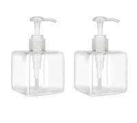 250ml (8.5oz) Pump Bottle Dispenser Jansburg 2 Pack Refillable Square Plastic Lotion Dispenser Empty Lotion Pump Bottle for Essential Oil Soap Lotion Shampoo Bathroom Travel Clear