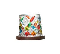 250ml/8.5oz stained glass with wooden cup European simple and exquisite personalized drinking set-diamond+base.