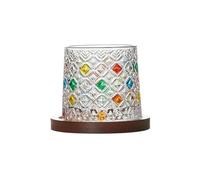 250ml/8.5oz stained glass with wooden cup European simple and exquisite personalized drinking set-ice flower+base.
