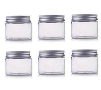 250ml / 8Oz Jars PET Plastic Empty Cosmetic Containers Jars Cases with Silver Aluminum Lid Cream Lotion Box Ointments Bottle Food Bottle Makeup Pot Jar 6 Pack (8Oz/250ml)