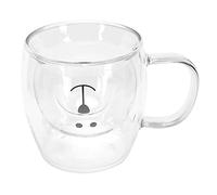 250ml Bear Shaped Coffee Mugs, Cute Bear Glass Cup with Handle Double Wall Insulated Clear Glass Espressos Mug for Women Men Valentine's Day Birthday Gift(Transparent)