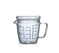 250ml Heat-Resisting Glass Measuring Cup With Lid - Scale for Holding Flour, Powder or Liquid - Microwave Safe Jug With Easy to Read Measurements