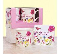 250ML I Love You Mum Floral Ceramic Tea White Mug Coaster Mothers Day Present
