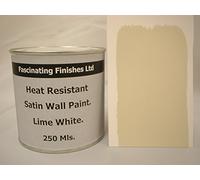 250ml Satin Lime White Heat Resistant Wall Paint. Wood Burner Stove Alcove. Brick, Concrete, Plaster, Cement Board, Rendering, Metal, Timber timber and simlar building materials.