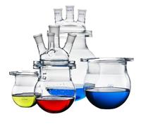 250mL Three And Four Mouths Lab Glass Reactor Reaction Flask Kettle Chemistry Laboratory Reaction Still Vessel(Type B clamp)