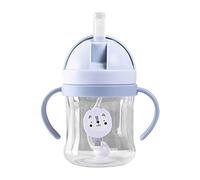 250ml Weighted Straw Sippy Cup, Animal Pattern Leak Proof Infant Handle Flip Cup for Children Blue