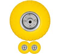 250mm/ 10" Puncture Proof Replacement Wheel For Wheelbarrow Sack Truck Hand Trolley Cart Solid Rubber Wheel Tyre Tires in Yellow 3.5” x 4” galvanised steel rims 30psi (2)
