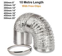 (250mm x 10m (10")) Air Ducting Aluminium Foil Flexible Ventilation Fan Duct Extractor