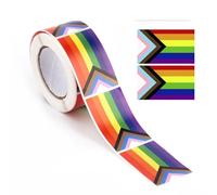 250pcs a Roll Progress Heart Stickers for LGBTQ Pride Parades and Events Rainbow Flag Heart Shaped Stickers on a Roll 30 * 20mm/1.2 * 0.8 inch