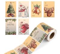 250pcs Christmas Name Stickers, Vellum Christmas Tags for Gifts Snowman Trees Reindeer Vintage Xmas Self Adhesive Labels Stickers for Presents