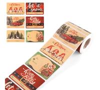 250pcs Large Christmas Name Tag Stickers, Coated Paper Tags Decorations Self Adhesive Christmas Trees Reindeer Santa Claus Xmas Labels for Wrapping Paper Holiday Decor