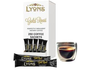 250pcs Lyons Gold Roast Individual Instant Coffee Sachets - 1.5g Gold Roast One Cup Coffee Sticks - Single Serve Individual Hot Drink Sachets for Hotels, Offices and Travel Essentials