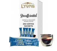 250pcs Lyons Individual Decaffeinated Instant Coffee Sachets - 1.5g Decaf Coffee Sticks - Single Serve Individual Hot Drink Sachets for Hotels, Offices and Travel