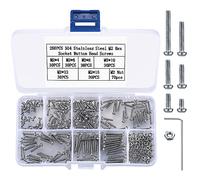 250pcs M2 Button Head Hex Socket Screws With Nuts and Washers Assortment Set, Stainless Steel Hex Bolts and Nuts, Machine Thread Bolts