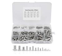 250pcs M2 M2.5 M3 M4 M5 M6 M8 M10 Machine Screws Set, Stainless Steel Hex Socket Bolts for Laptop Keyboard PC Repair, Assorted Metric Fasteners Kit for Electronics DIY