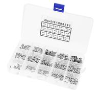 250pcs M2-M5 Stainless Steel Round Head Knurled Shank Full Rivets Assortment Set Steel Rivets Round Brazier Rivets, #398