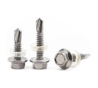 250pcs M5.5 M6.3 410 Stainless Steel Hex Hexagonal Self Drilling Screw Tapping Tail Screws for Sheets Wood Roofing Plastic(16mm,M5.5 250pcs)