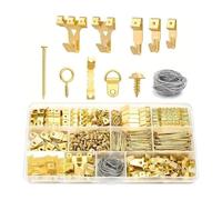 250Pcs Picture Hanging Hook Kit, Rust-Resistant Metal Hardware with Mark-Free Plugs & 10ft Stainless Steel Cord for Home Decor