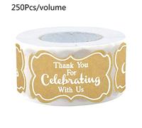 250pcs / roll Thank You for Celebrating with Us Stickers Adhesive
