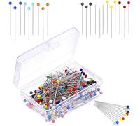 250PCS Sewing Pins 38mm Long Glass Head Pins Dressmaking & Quilting Pins Multicolour Sewing Accessories with Storage Box for Dressmaking, Quilting, Jewellery & Crafts