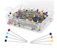 250Pcs Sewing Pins - Glass Head Dressmaking Tools, 38 mm Long Thick Quilting Pins, Glass Ball Dress Making Needles with Storage Box for Dressmaking, Sewing, Crafts (Multicolor)