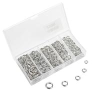 250pcs Stainless Steel Split Rings - Black Nickel High Strength Heavy Duty Fishing Lures Ring Chain Connector Tackle Set, 5 Sizes (Silver)