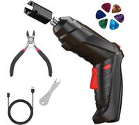 250RPM Guitar String Winder Tool with LED Light, String Cutter, Bridge Pin Puller, 14 Screwdriver Bits and 6 Picks for Electric, Acoustic, Bass, Ukulele and More