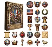 250th Advent Countdown - Patriotic Collectible Figurines Calendar Set, History Themed Countdown Display Decor, Holiday Celebration Kit | Families Holiday Party Offices for Home Bedroom