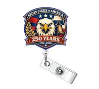 250th Anniversary Badge Holder Eagle Flag Retractable Badge Holder with Alligator Clip Patriotic Retractable Badge Holder 4th of July Badge Clip for Nurse Doctor Office Worker