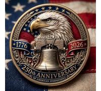 250th Anniversary Commemorative Coin - USA 1776-2026 Challenge Coin, Patriotic Eagle Double-Sided Engraved Token, Premium Alloy US Military Veteran Gift for History Buffs (1 Pcs)