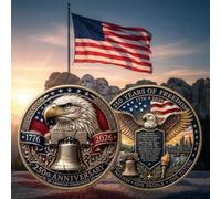 250th Anniversary Commemorative Coin - USA 1776-2026 Challenge Coin, Patriotic Eagle Double-Sided Engraved Token, Premium Alloy US Military Veteran Gift for History Buffs (2 Pcs)