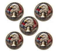 250th Anniversary Commemorative Coin - USA 1776-2026 Challenge Coin, Patriotic Eagle Double-Sided Engraved Token, Premium Alloy US Military Veteran Gift for History Buffs (5 Pcs)