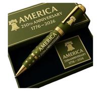 250th Anniversary Commemorative Pen Set - 10 Patriotic Designs In Gift Box, Collector‘s Edition & American Patriot Gift(Green)