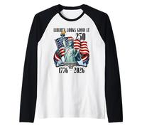 250th Anniversary Liberty Patriotic Flag Freedom 1776 2026 Raglan Baseball Tee